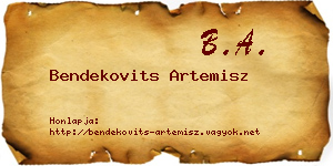 Bendekovits Artemisz névjegykártya